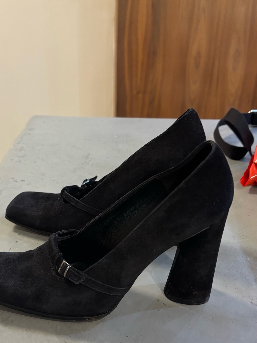 Lagerfeld Black Suede Block Heel Pumps - Women